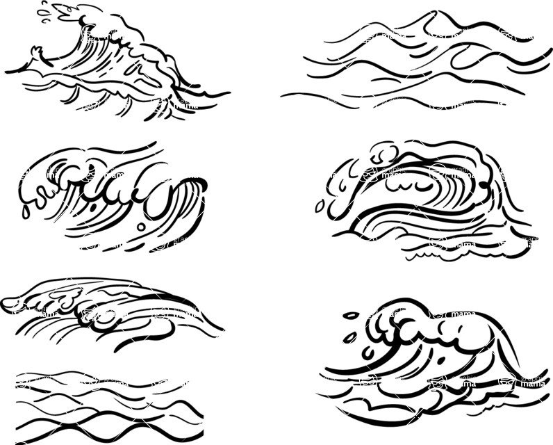 Vector silhouettes - Vector Waves Silhouettes Set